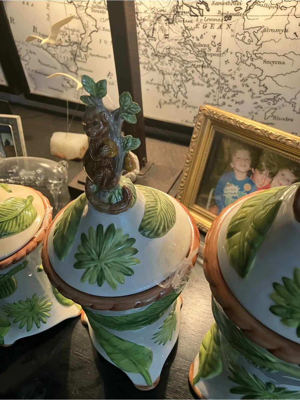Vintage American Atelier Monkey Pattern Canisters